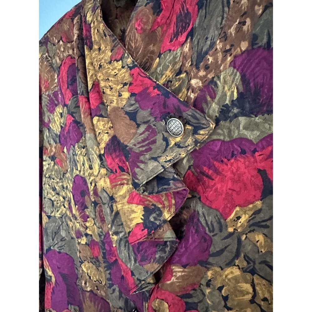 VTG Chic Top Office Secretary Eva Laurel Floral Blouse Career Sz 6 - Picture 7 of 16